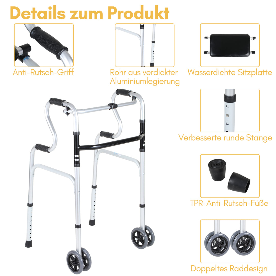 Sonnewelt Gehhilfe Leicht Rollator aus Aluminium bis 180 kg