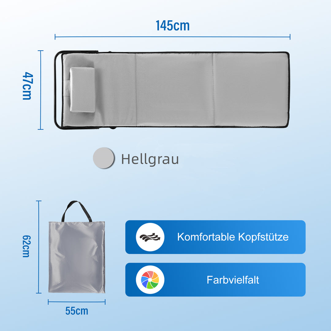 Sonnewelt Strandliegen Tragbar Strandmatte mit Einstellbar Höhe 145cm