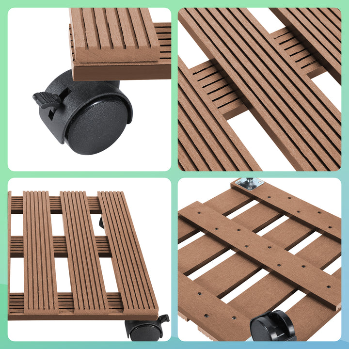 Sonnewelt WPC Pflanzenroller Eckig mit Rollen Tragkraft 80 kg