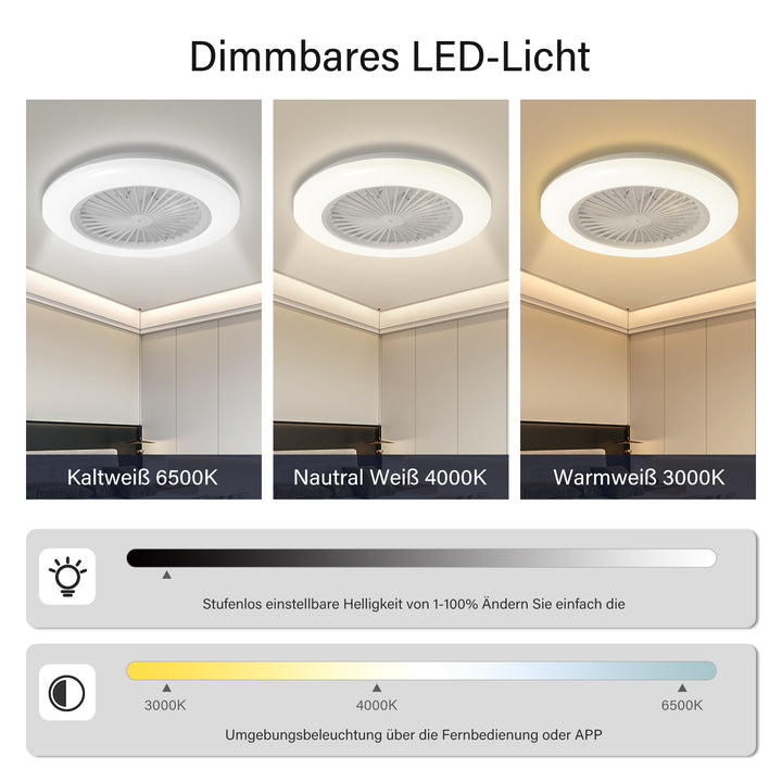Sonnewelt Deckenventilator mit Beleuchtung RGB mit Fernbedienung