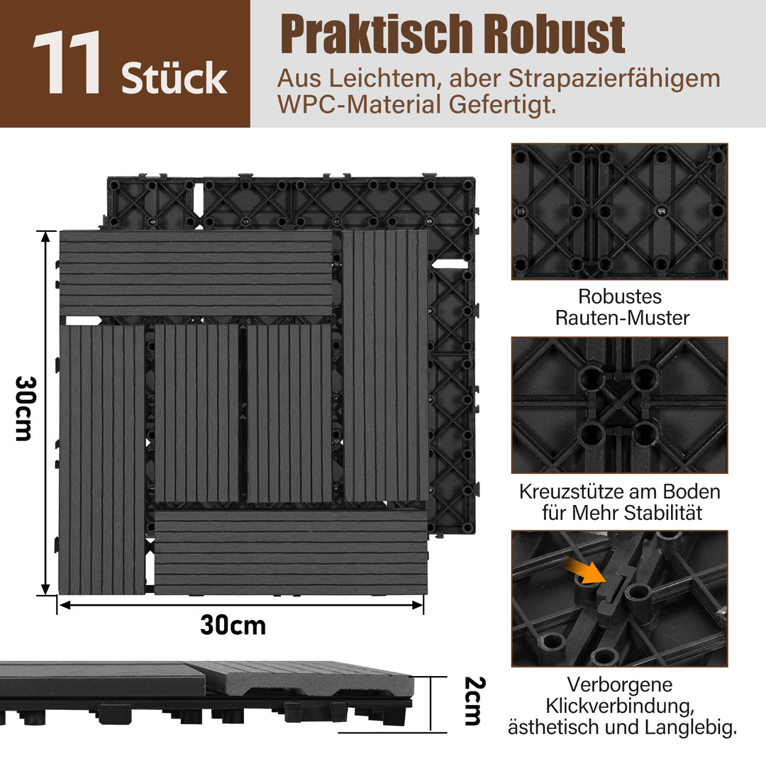 Sonnewelt WPC Terrassenfliesen Klickfliese 30x30cm 11 stk