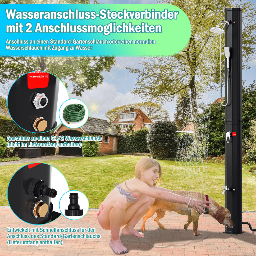 Sonnewelt 40L Solardusche Gartendusche Inkl. Schutzhaube und Handbrause