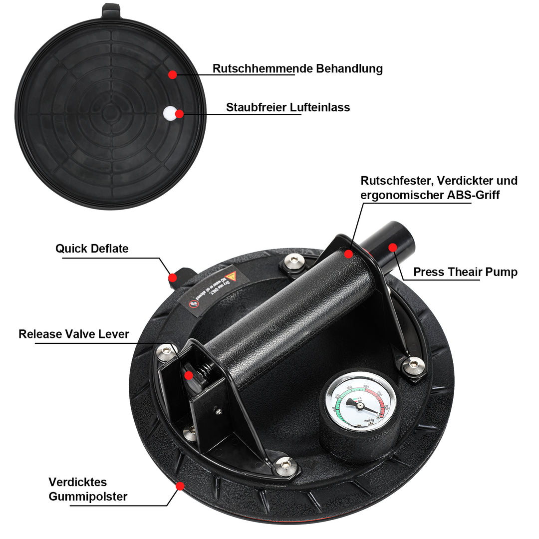 Sonnewelt Saugheber Saugnapfhalter mit Druckanzeige 1 Stück max.100KG