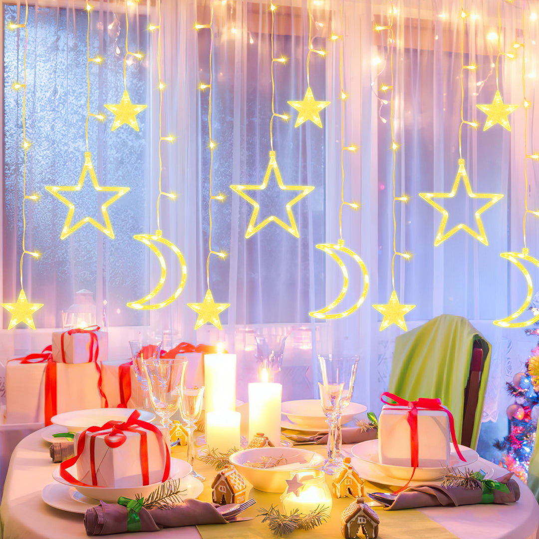 Sonnewelt LED Sterne Weihnachtsbeleuchtung Lichtervorhang 3,5M