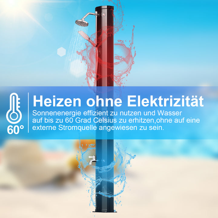 Sonnewelt 40L Solardusche Gartendusche Inkl. Schutzhaube und Handbrause