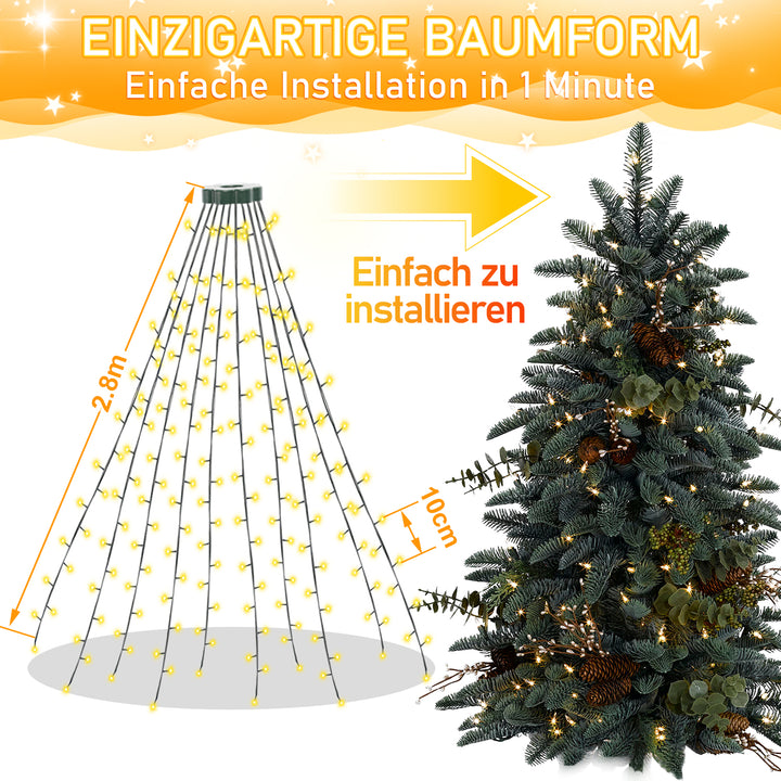 Sonnewelt LED Christbaumbeleuchtung mit Ring 280 LEDs Warmweiß IP44