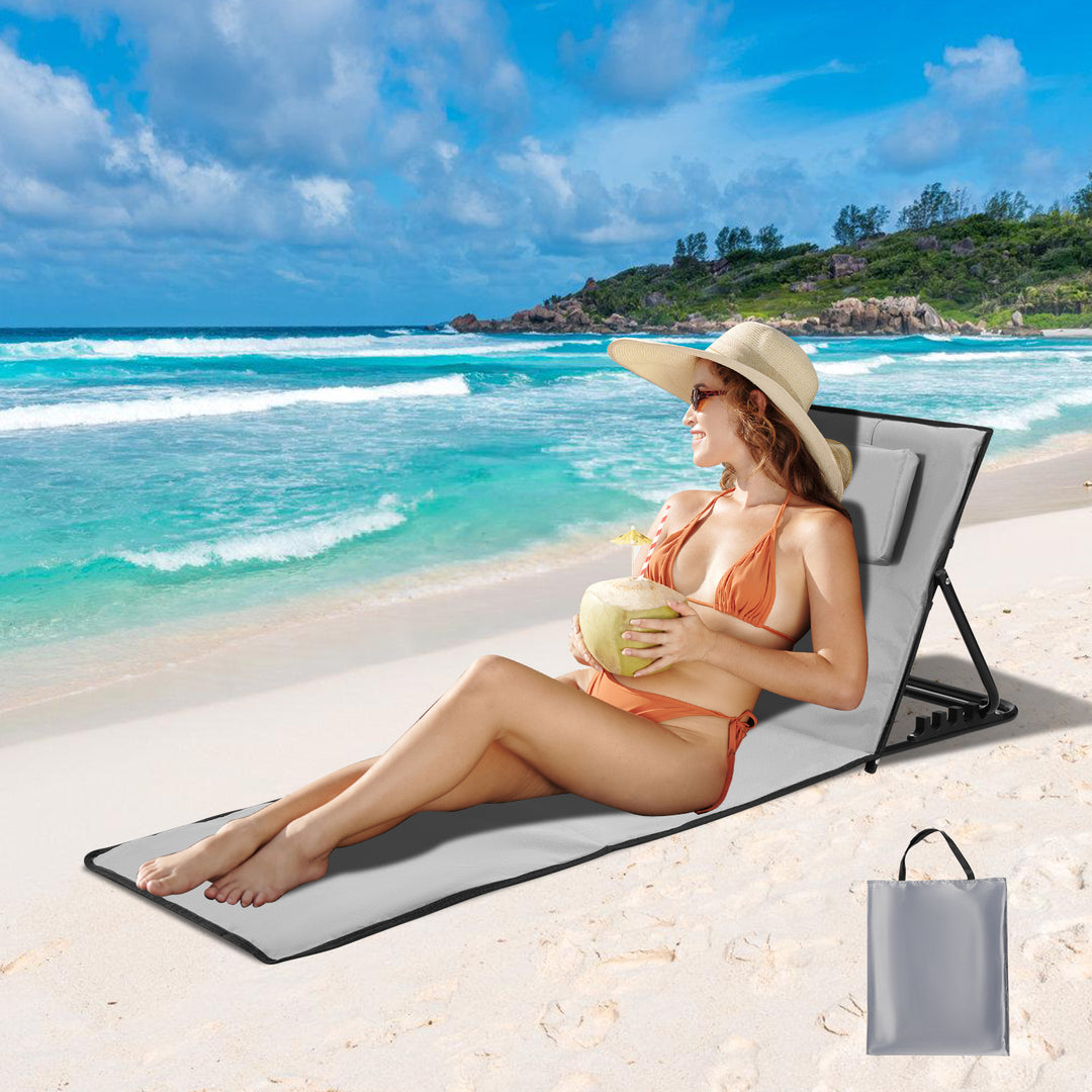 Sonnewelt Strandliegen Tragbar Strandmatte mit Einstellbar Höhe 145cm