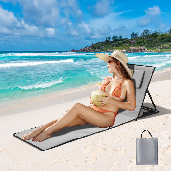 Sonnewelt Strandliegen Tragbar Strandmatte mit Einstellbar Höhe 145cm