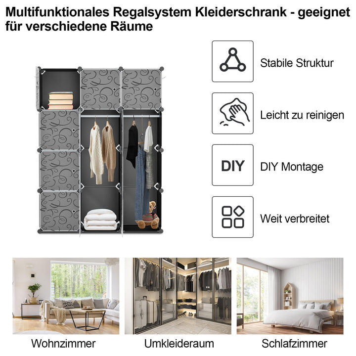 Sonnewelt Multifunktionaler Kleiderschrank mit Haken und Kleiderbügel
