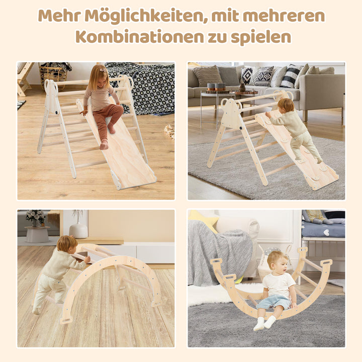 Sonnewelt Klettergerüst Indoor 3-in-1  mit Bogen/Rutsche/Dreieck