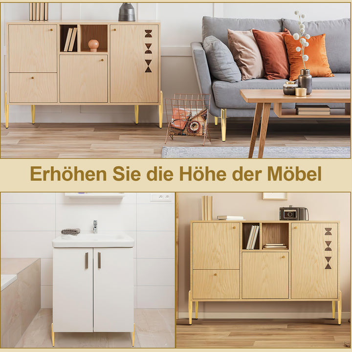 Sonnewelt 4er Set Metall Möbelfüße Schrankfüße Gold