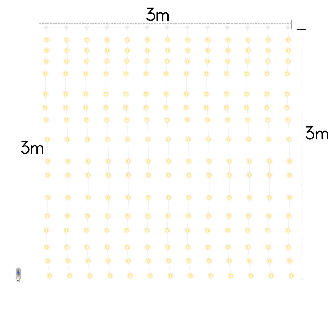 Sonnewelt LED Lichtervorhang 3x3m/3x6m Warmweiß/Farbe