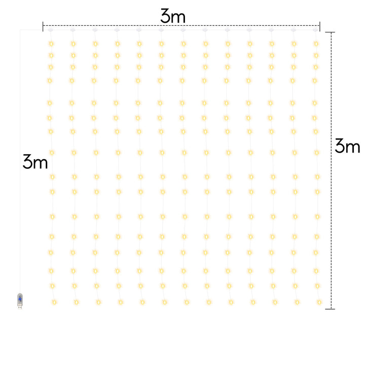 Sonnewelt LED Lichtervorhang 3x3m/3x6m Warmweiß/Farbe