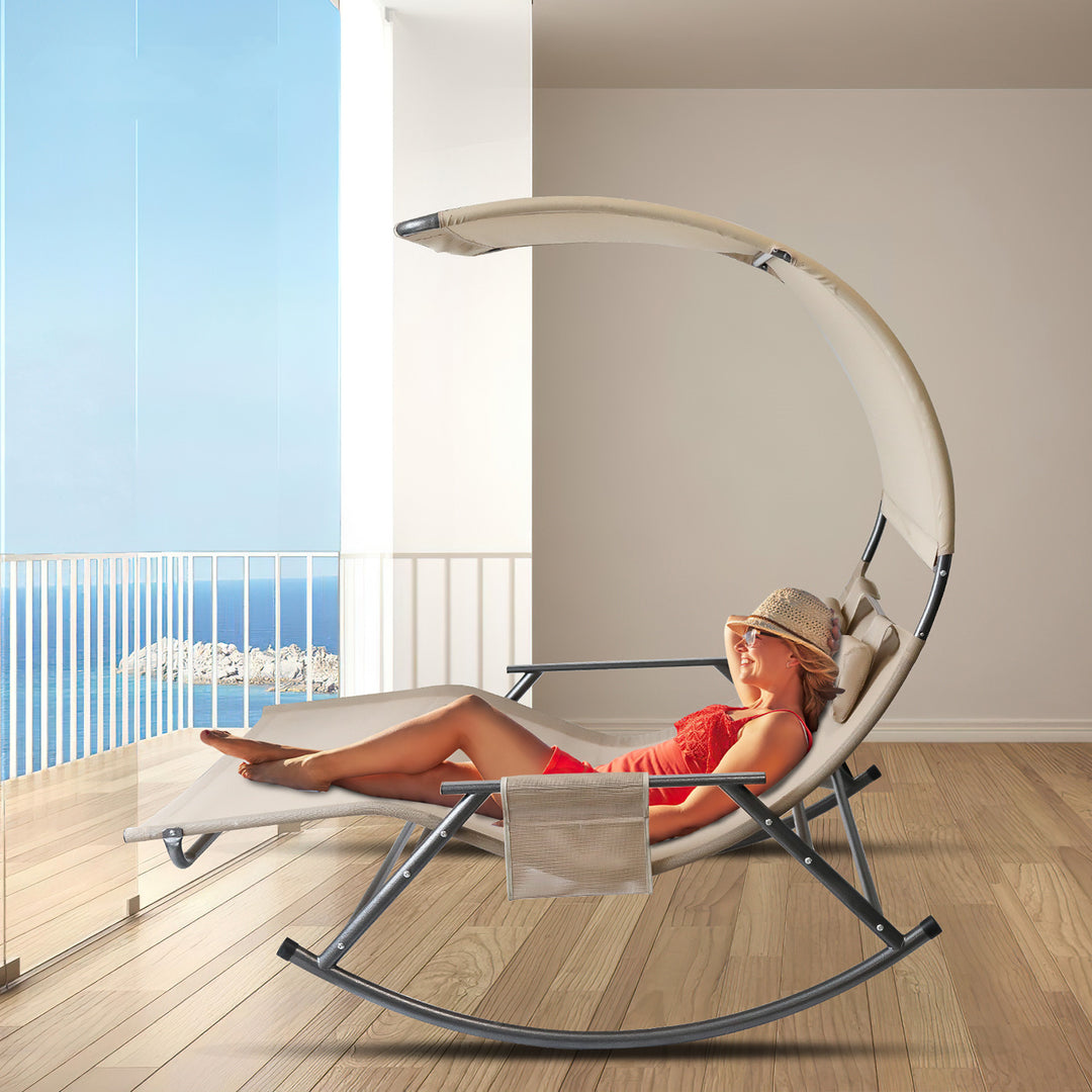 Sonnewelt Doppelliege Sonnenliege mit Sonnendach Outdoor
