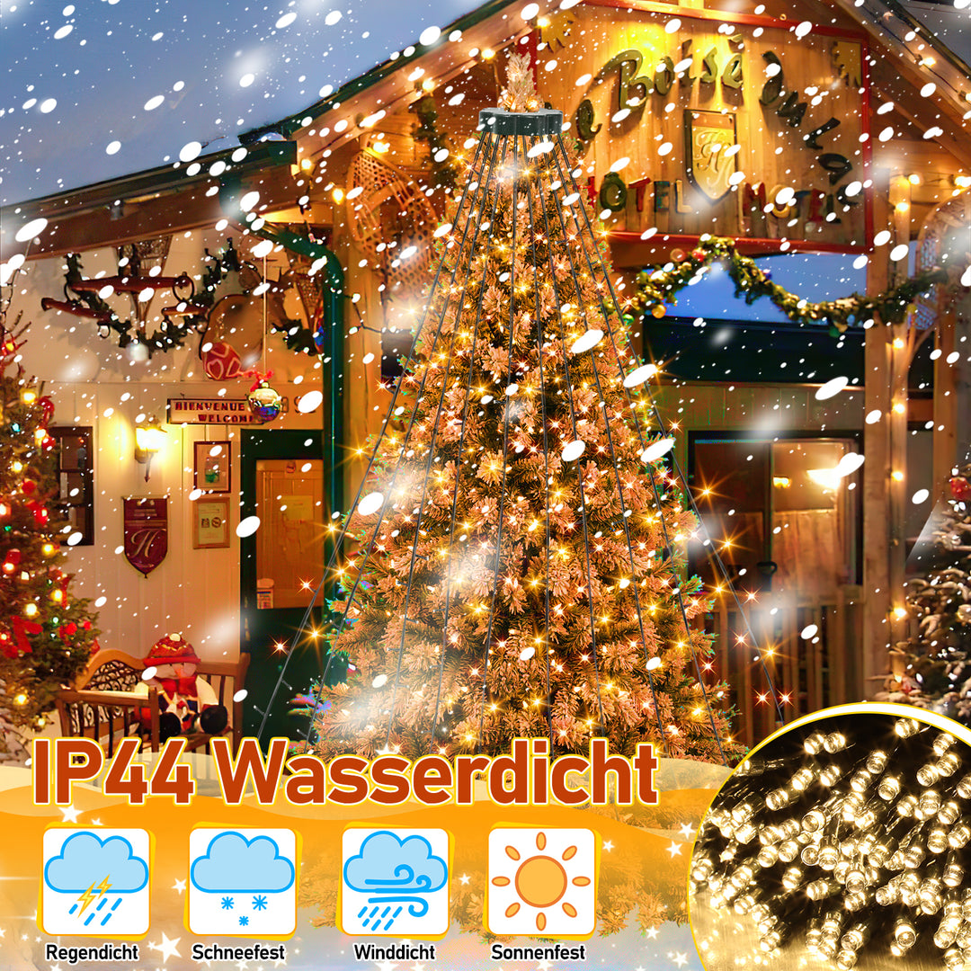 Sonnewelt LED Christbaumbeleuchtung mit Ring 280 LEDs Warmweiß IP44