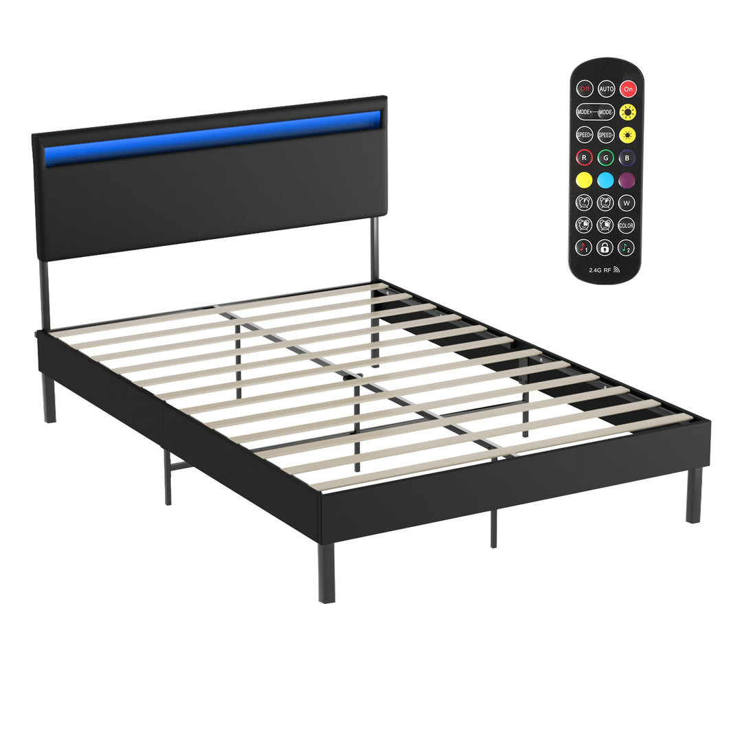 Sonnewelt Polsterbett Bettgestell mit Kopfteil Leder LED-Beleuchtung