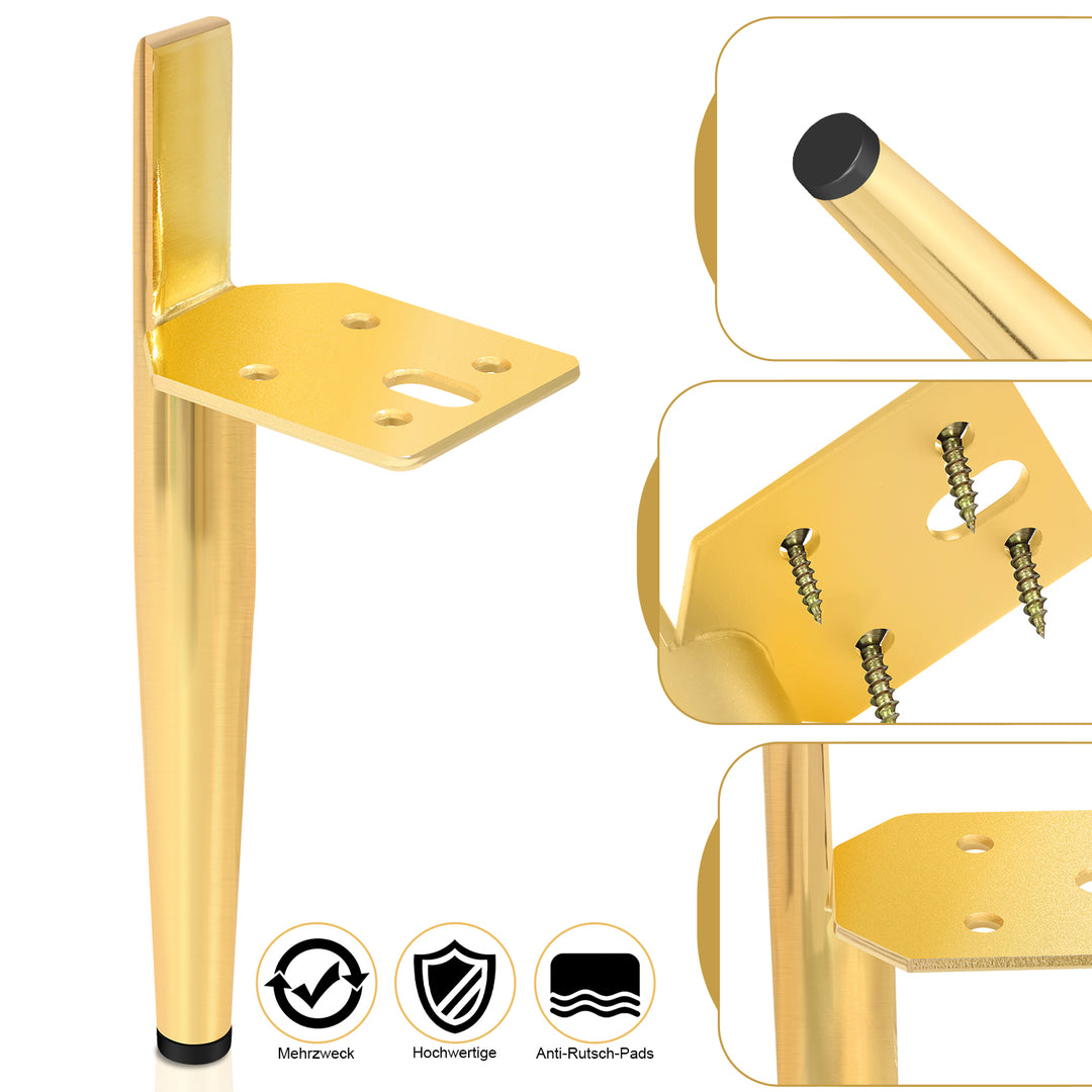Sonnewelt 4er Set Metall Möbelfüße Schrankfüße Gold