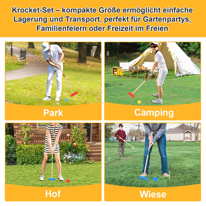 Sonnewelt Krocket Spiel 2-4 Spieler Croquet Set