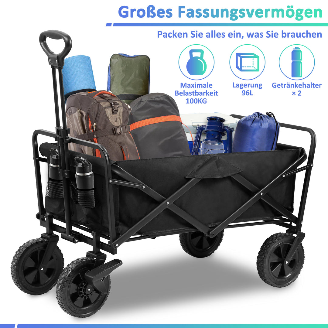 Sonnewelt Bollerwagen faltbar Transportwagen 100kg Belastbarkeit