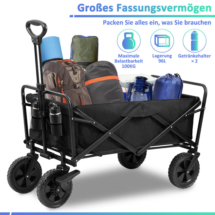Sonnewelt Bollerwagen faltbar Transportwagen 100kg Belastbarkeit
