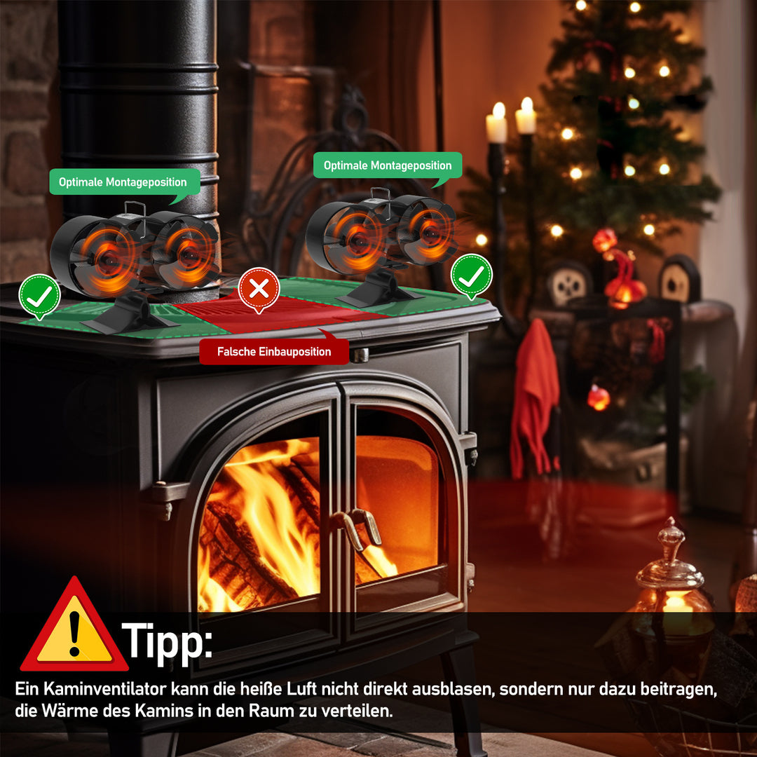 Sonnewelt 8 Blättern Kaminventilator mit Thermometer