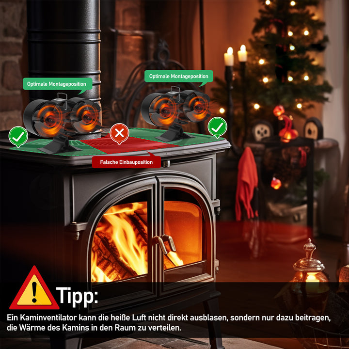 Sonnewelt 8 Blättern Kaminventilator mit Thermometer