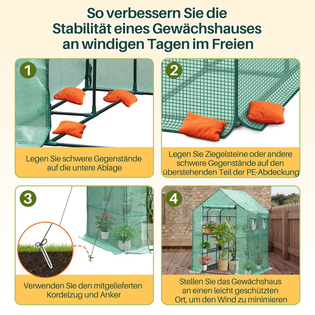 Sonnewelt Foliengewächshaus Gewächshaus mit Regalen