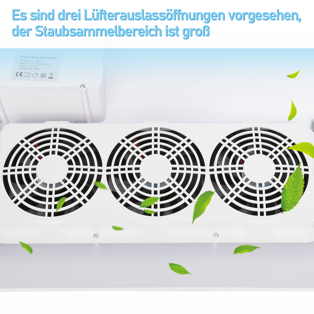Sonnewelt Nagelstaubabsauger mit 3 Lüfter und 2 Staub