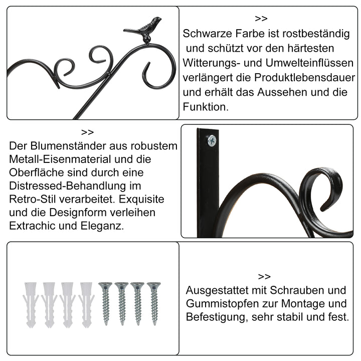 Sonnewelt 2x Blumenampel Wandhalterung