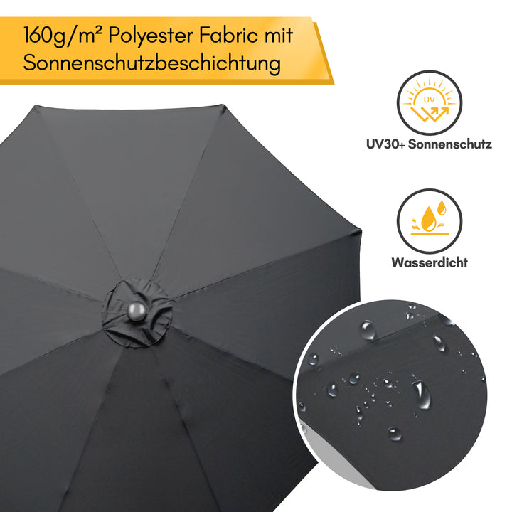 Sonnewelt Sonnenschirm 3.5m mit LED Solar Garten