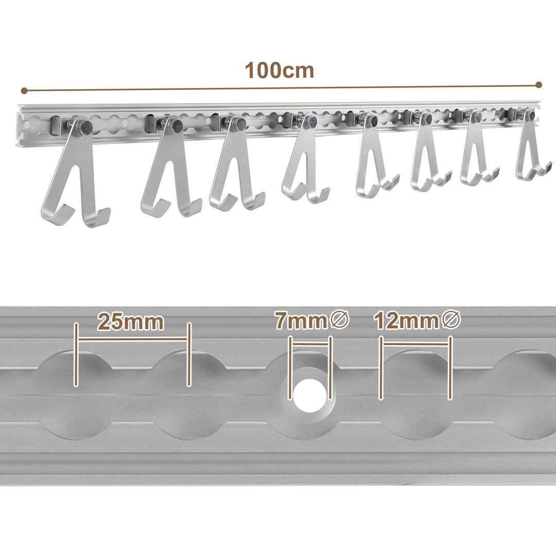 Sonnewelt Airlineschiene 4x 1m Aluminium mit 8 Doppelhaken