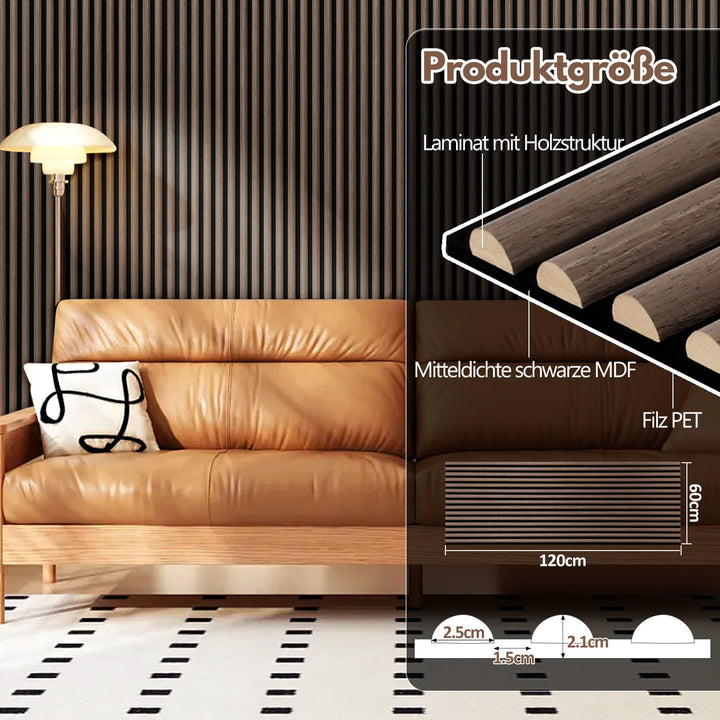 Sonnewelt Akustikpaneele Holz Halbrund Wandpaneele 120x60cm