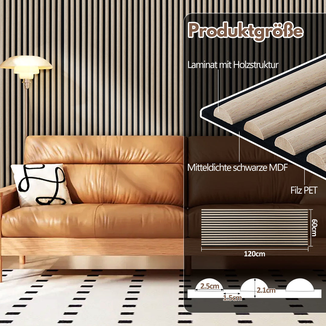 Sonnewelt Akustikpaneele Holz Halbrund Wandpaneele 120x60cm