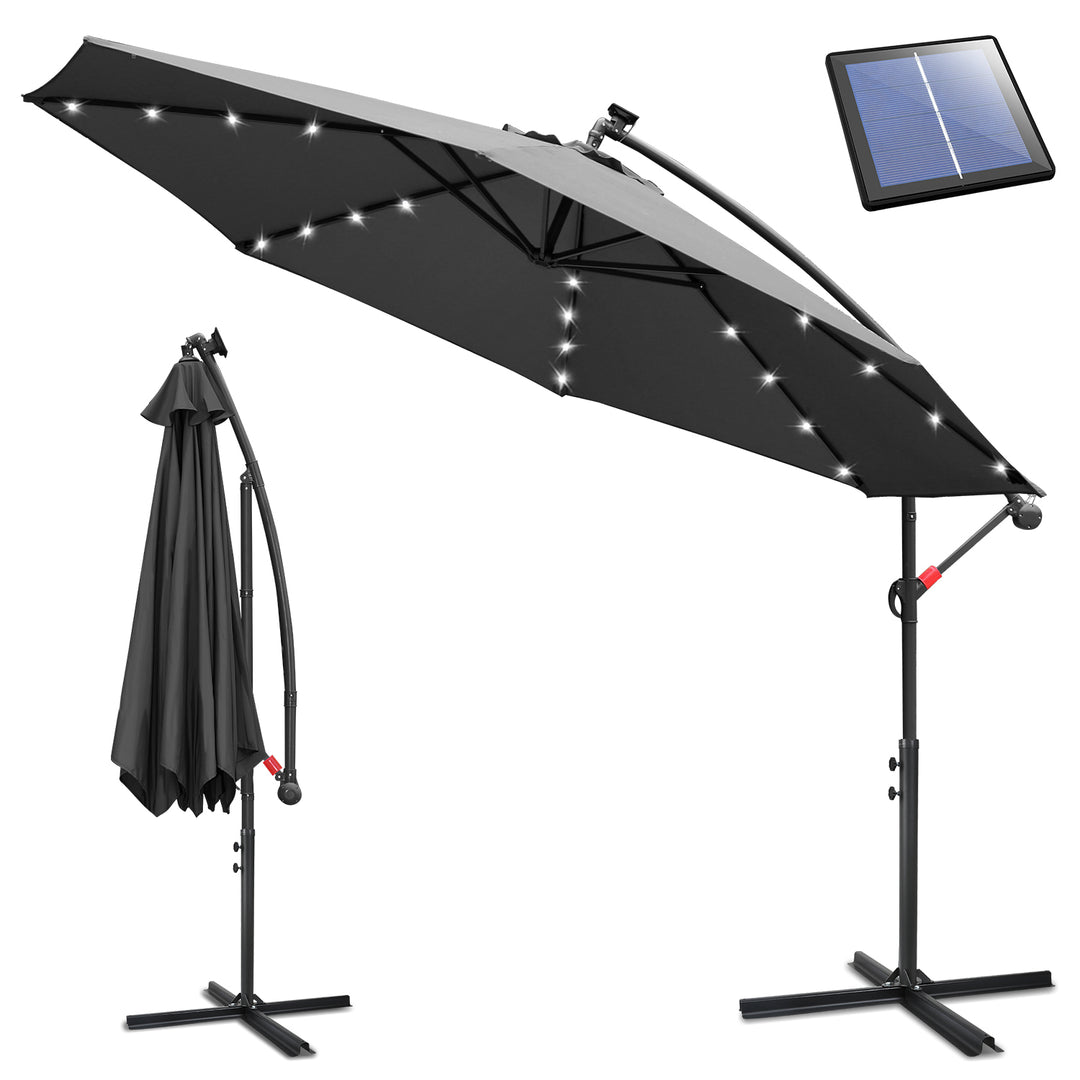 Sonnewelt Ampelschirm 3m/3.5m mit Solar LED