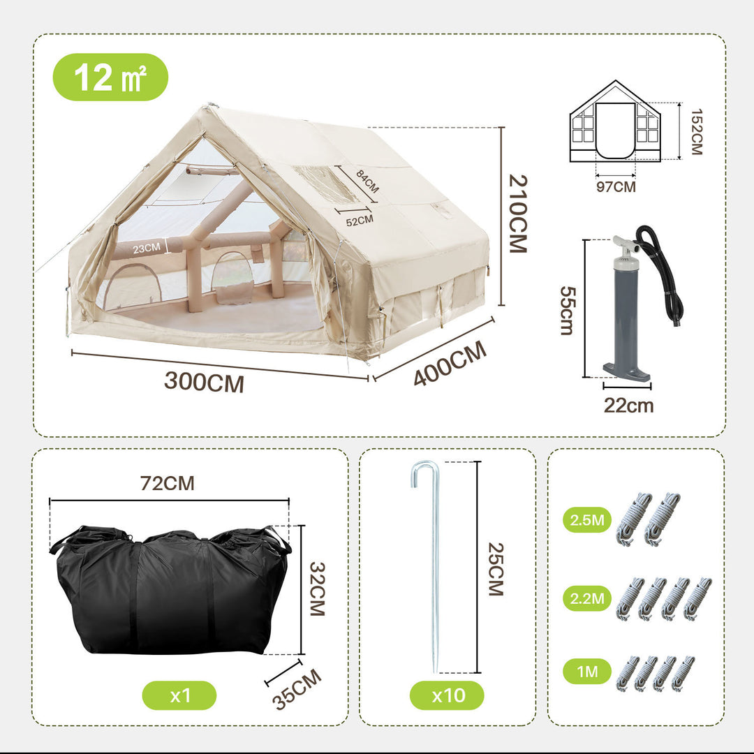 Sonnewelt Aufblasbares Campingzelt mit Dachfenster 12㎡