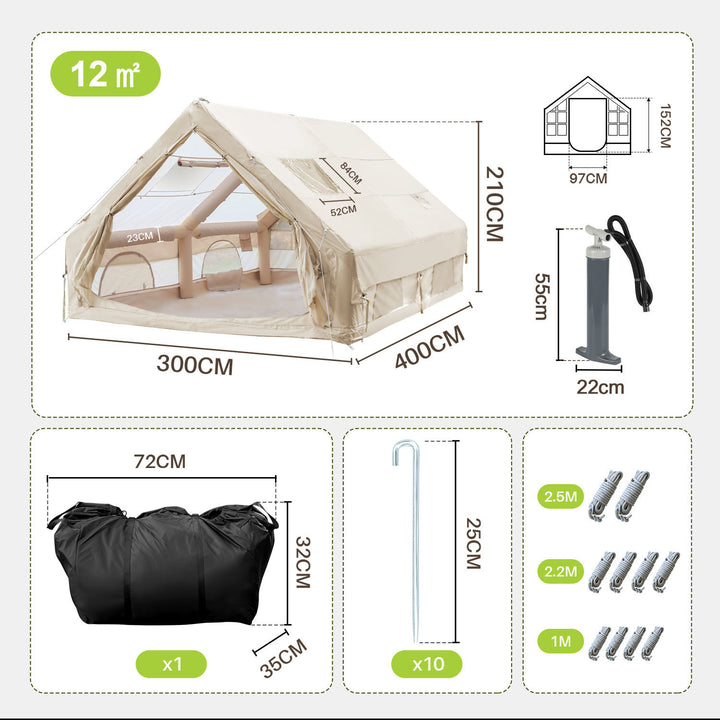 Sonnewelt Aufblasbares Campingzelt mit Dachfenster 12㎡