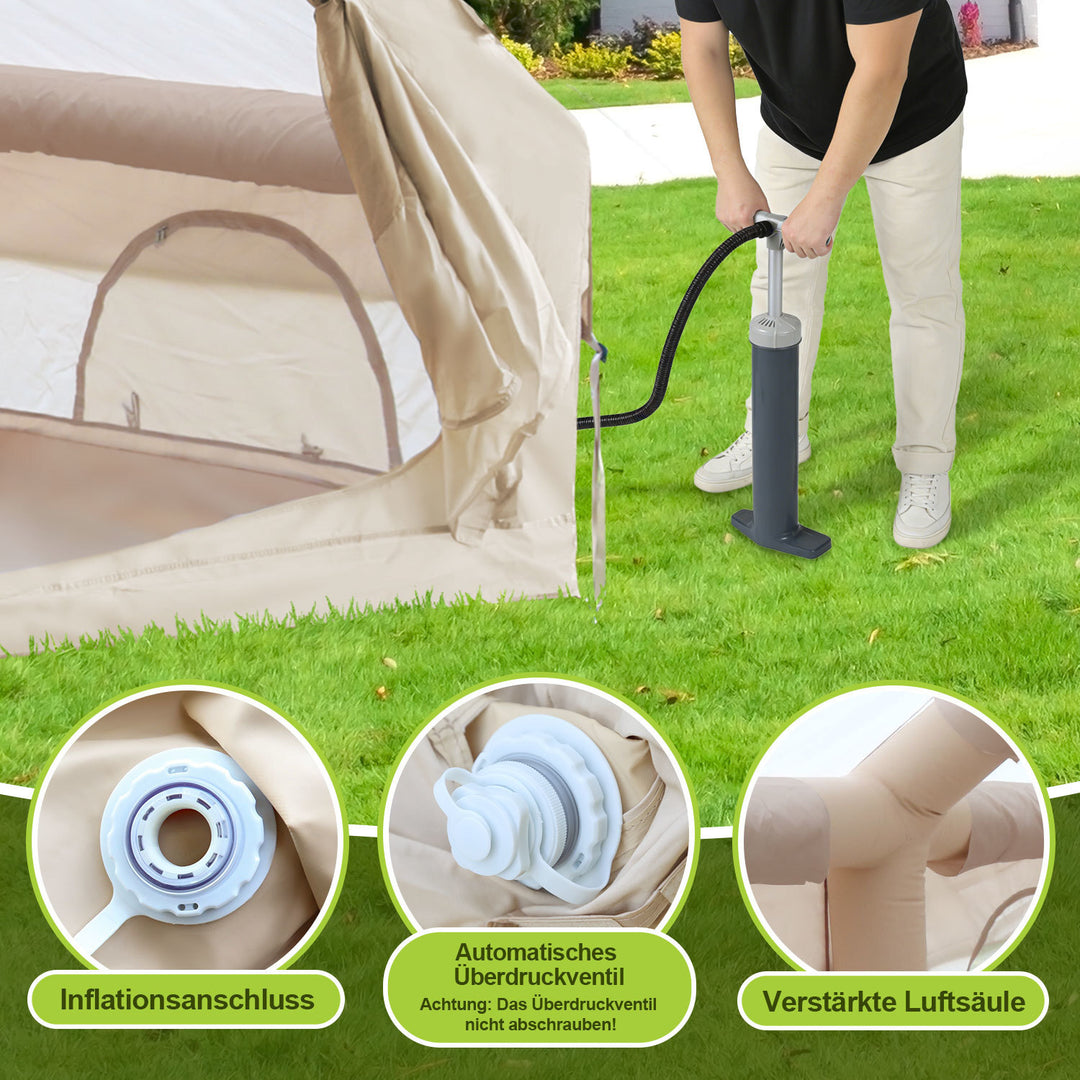 Sonnewelt Aufblasbares Campingzelt mit Dachfenster 12㎡