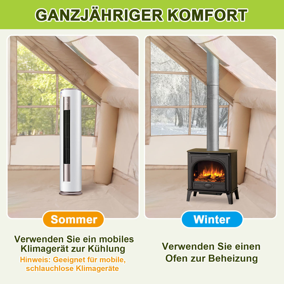 Sonnewelt Aufblasbares Campingzelt mit Dachfenster 12㎡
