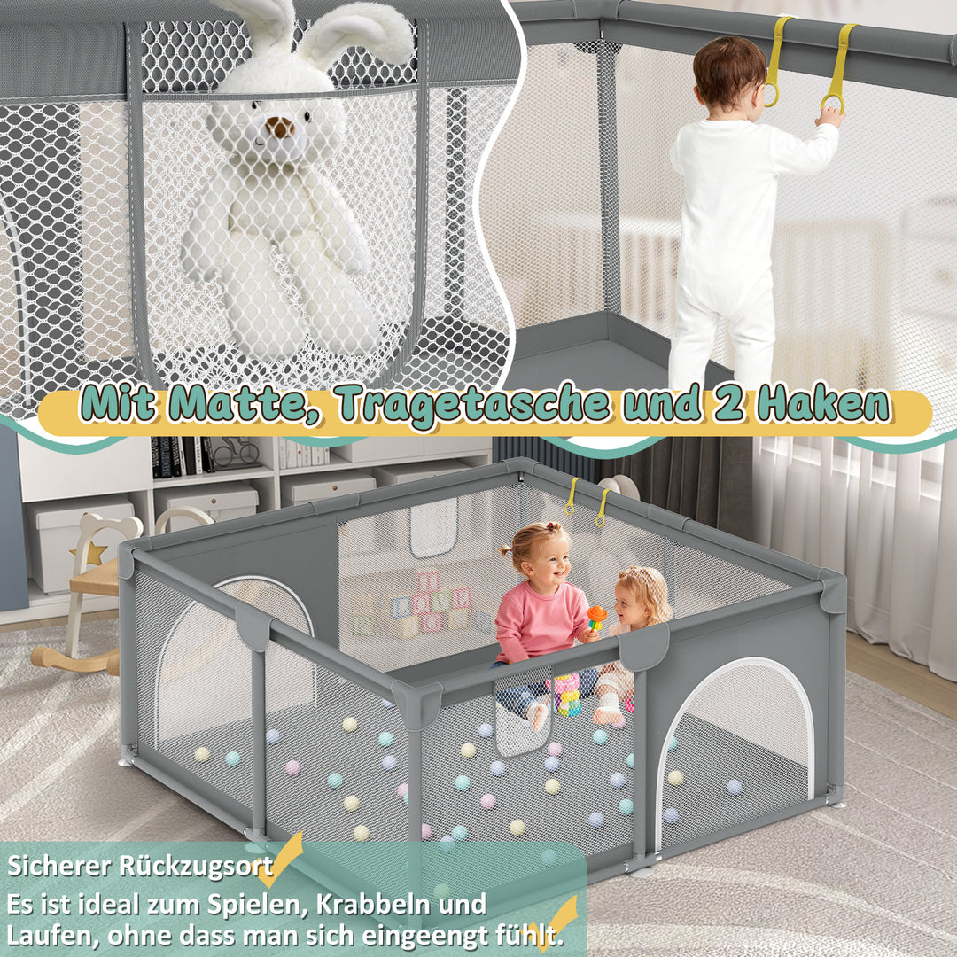 Sonnewelt Baby Laufstall Laufgitter Faltbar 130x130cm/150x180cm