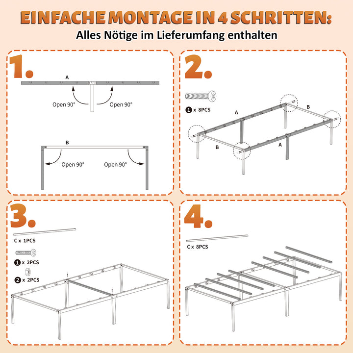 Sonnewelt Bettgestell Faltbar Bettrahmen 90x200cm