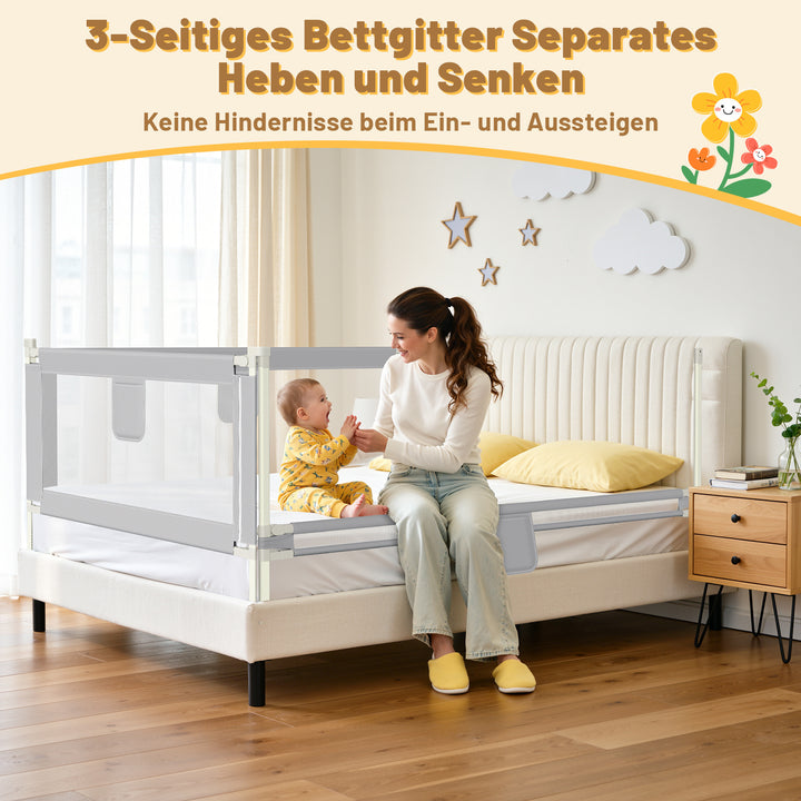 Sonnewelt Bettgitter Rausfallschutz Höhenverstellbar 64-96 cm 150cm/180cm/200cm