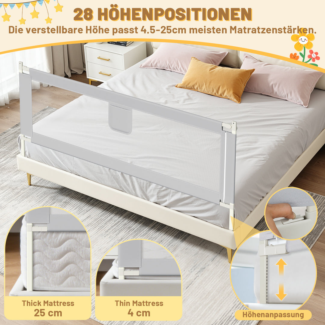 Sonnewelt Bettgitter Rausfallschutz Höhenverstellbar 64-96 cm 150cm/180cm/200cm