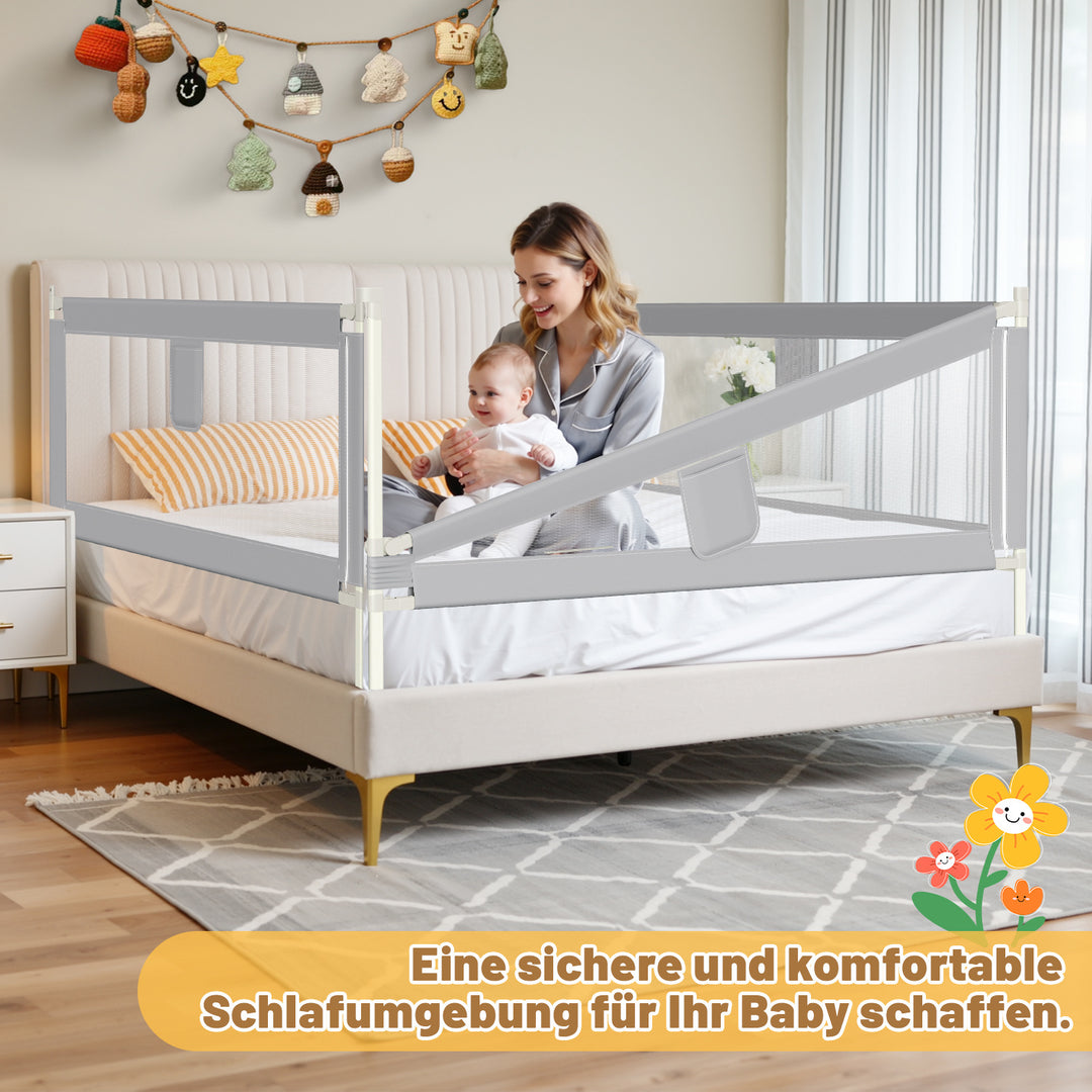 Sonnewelt Bettgitter Rausfallschutz Höhenverstellbar 64-96 cm 150cm/180cm/200cm