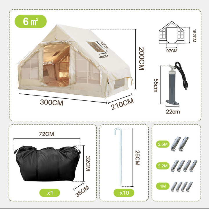 Sonnewelt Aufblasbares Campingzelt mit Dachfenster 6.3㎡