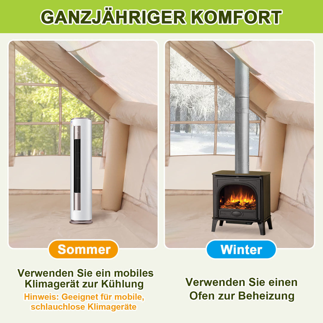 Sonnewelt Aufblasbares Campingzelt mit Dachfenster 6.3㎡