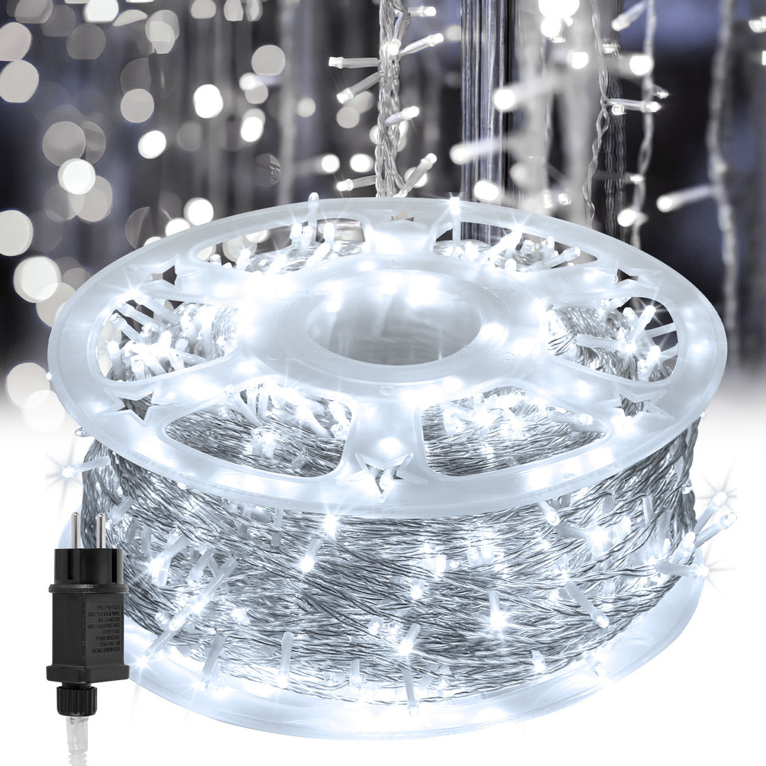 Sonnewelt LED Lichterkette IP44 10m-200m Weiß Kabel