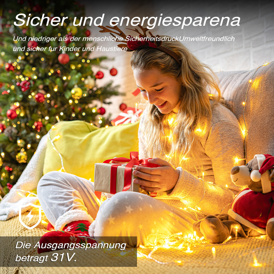 Sonnewelt LED Lichterkette IP44 10m-200m Weiß Kabel