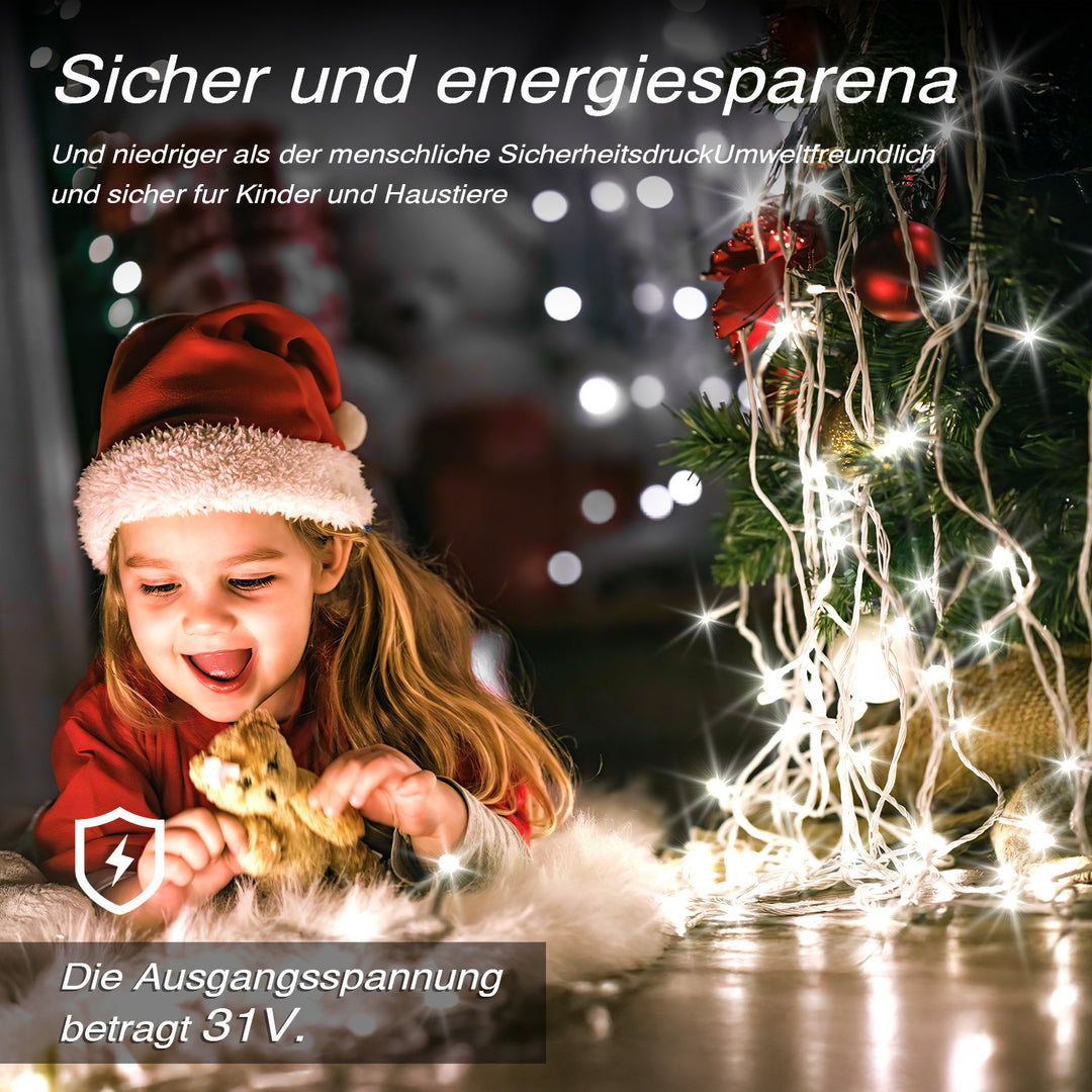 Sonnewelt LED Lichterkette IP44 10m-200m Weiß Kabel
