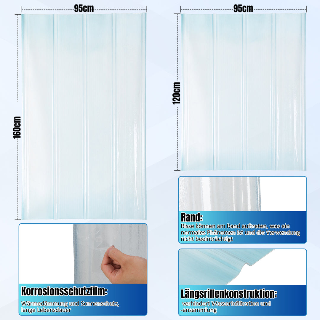 Sonnewelt FRP-Trapezblech Wellplatten 2mm für Dachplatten 3-10 Stück