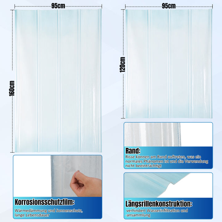 Sonnewelt FRP-Trapezblech Wellplatten 2mm für Dachplatten 3-10 Stück